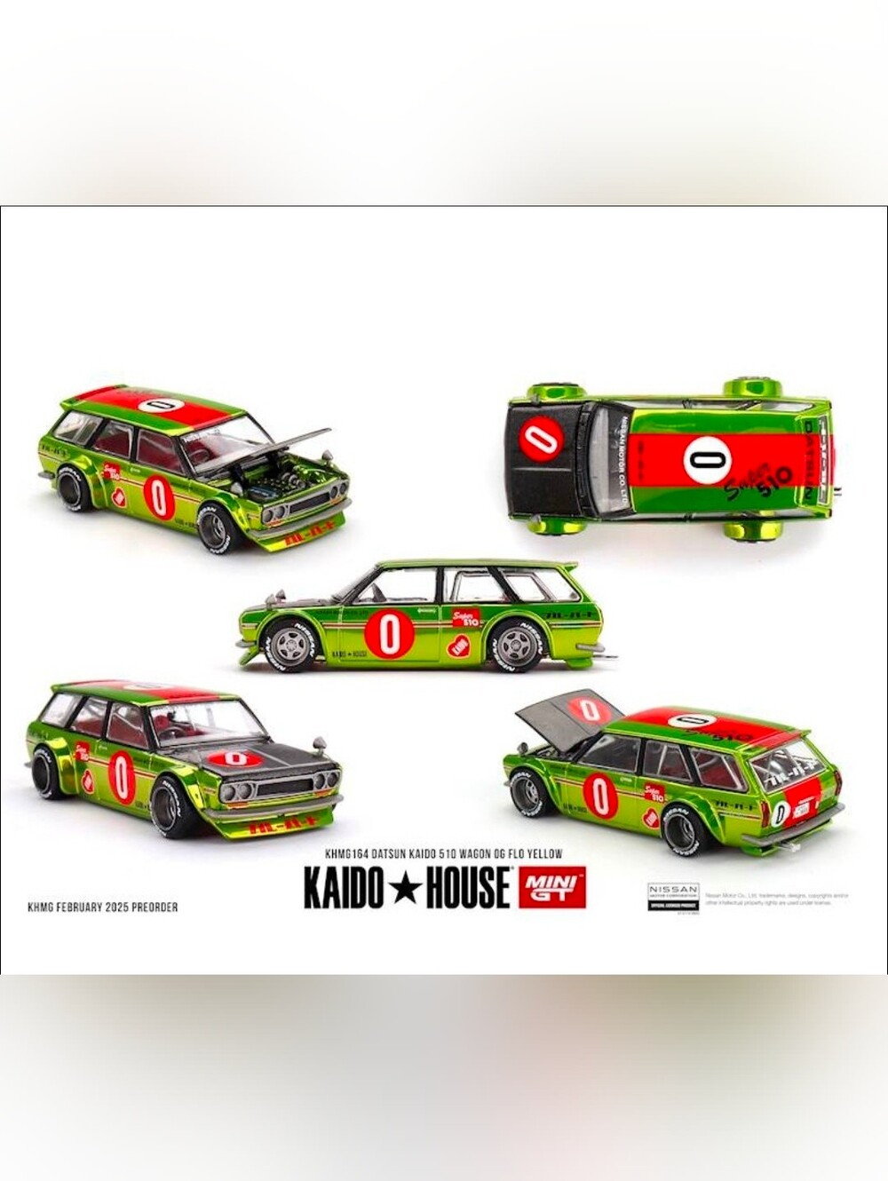 Kaido House X Mini GT 164 Datsun 510 Wagon OG Flow Yellow